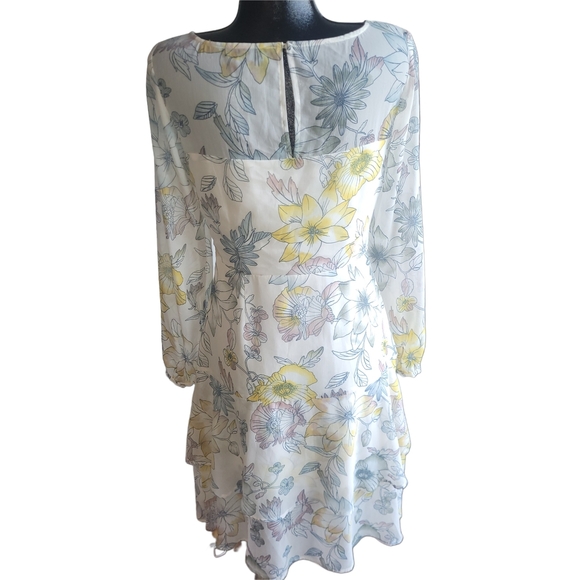 Cupcakes And Cashmere Floral Sheer Long Sleeve Dress 8 - Picture 7 of 8